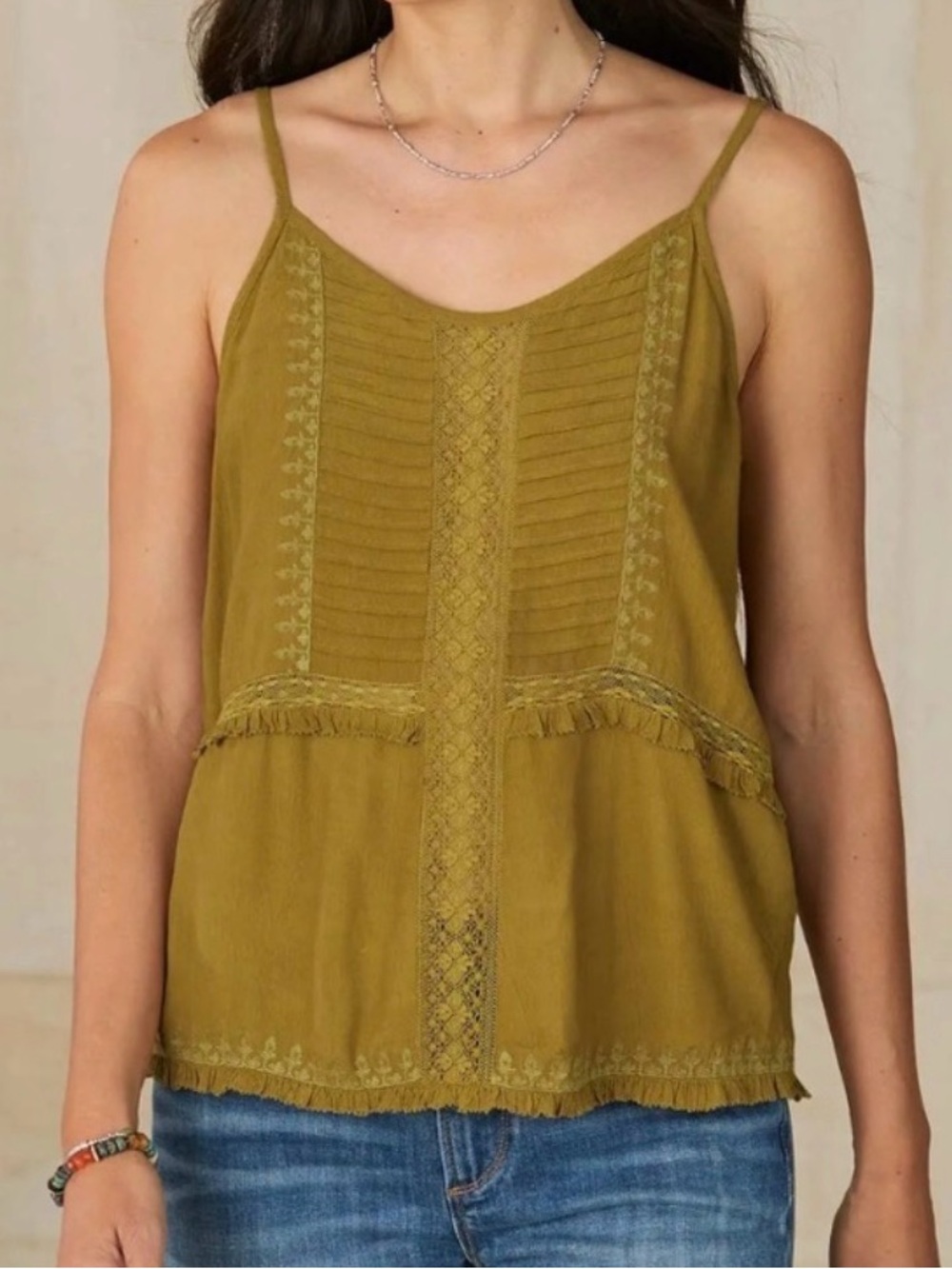 Sundance‎ Vintage Veronica Camisole in Dull Gold XL Bohemian Casual